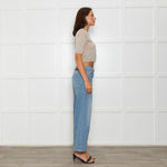 D. Exterior Neutral Silver Lurex Knitted Cropped Cardigan
