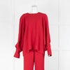 Maison Rabih Kayrouz Red Diamante Button Long Sleeve Top