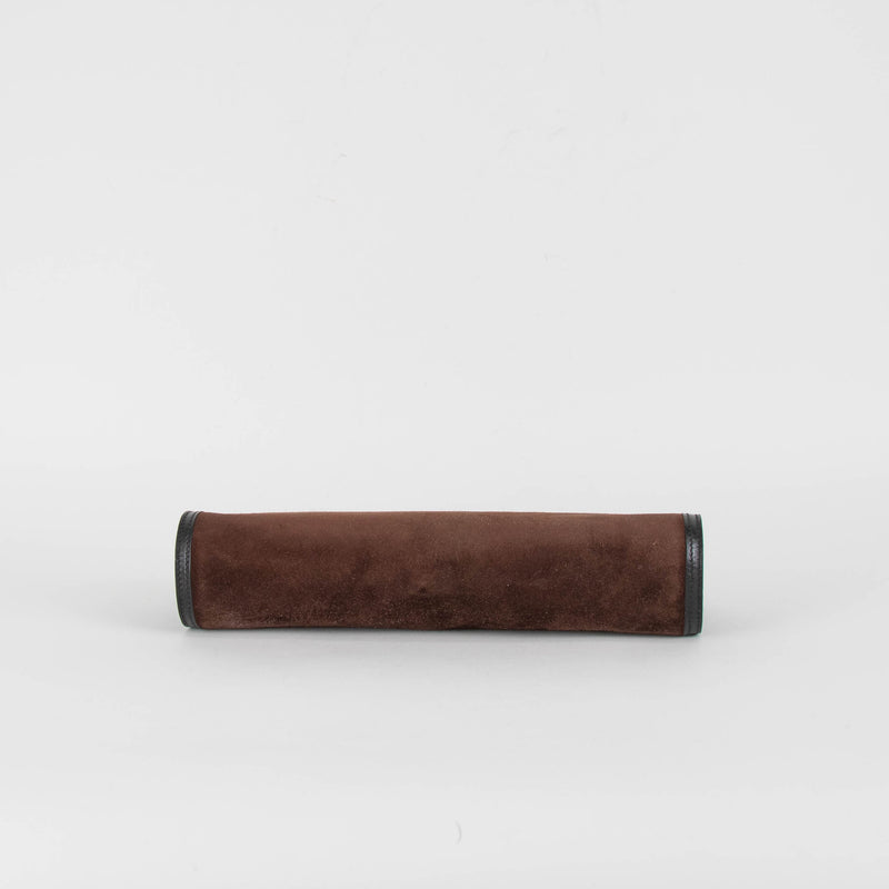 Hermes Brown Suede Leather Trim Pouch