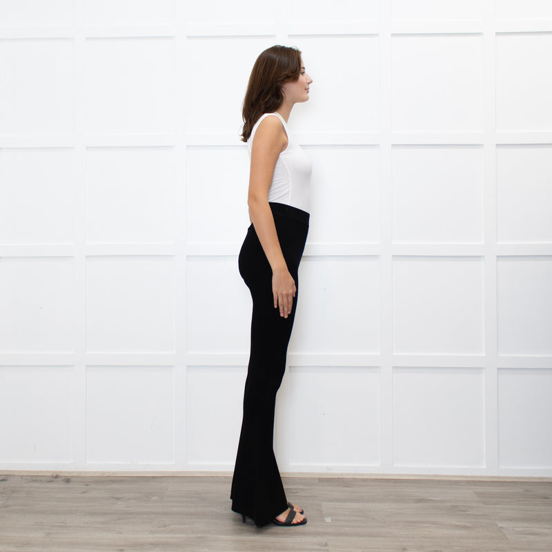 Essentiel Antwerp Black Ribbed Flared Leggings