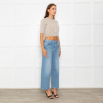 D. Exterior Neutral Silver Lurex Knitted Cropped Cardigan