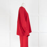 Maison Rabih Kayrouz Red Diamante Button Long Sleeve Top