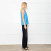 Amina Rubinacci Blue Silk Camisole With Sequin Neckline