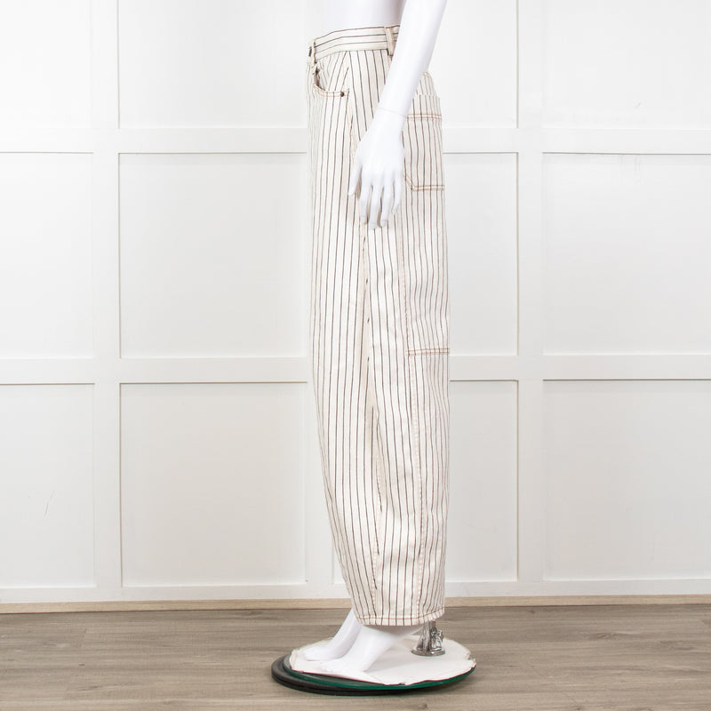 Me + Em Cream Black Stripe Barrel Jean
