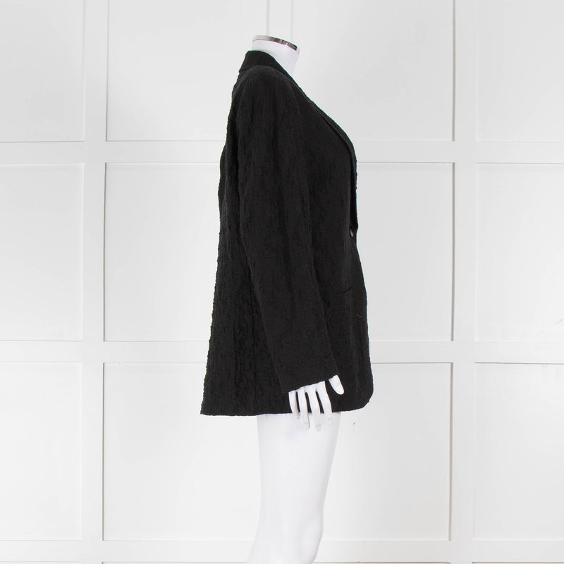 Harris Wharf London Black Textured Cotton Blend Oversized Blazer