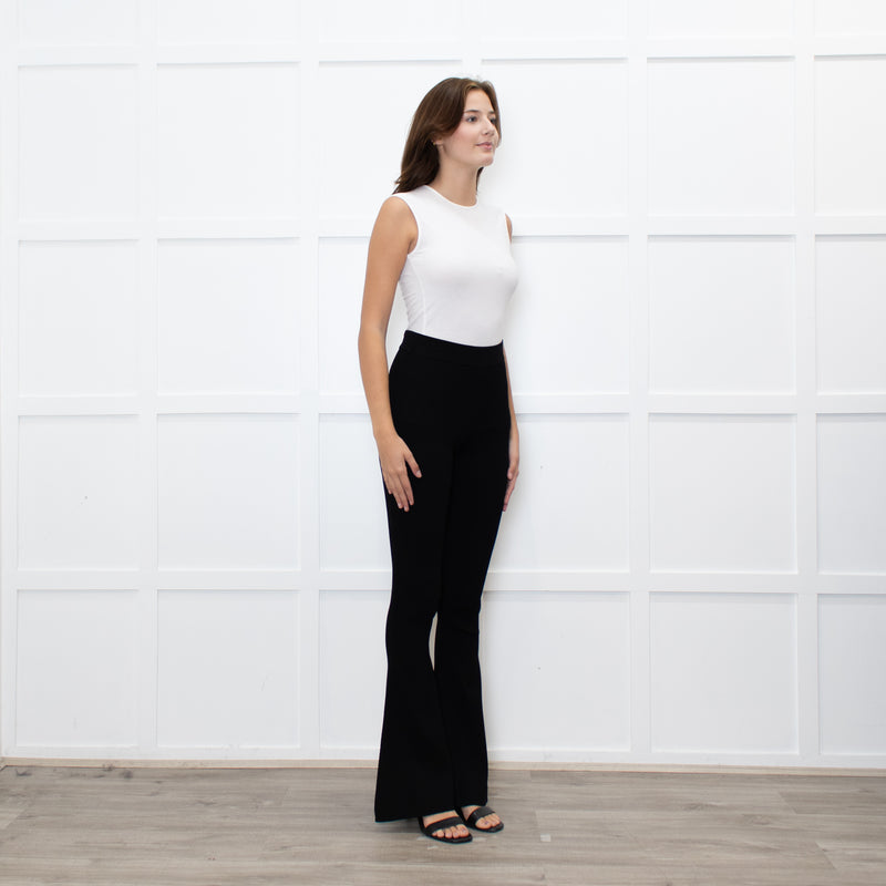 Essentiel Antwerp Black Ribbed Flared Leggings