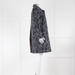 Sacai Luck Grey and Blue Leopard Button Up Coat