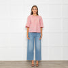 Wyse Pale Pink Floral Embroidered Cotton Blouse