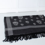 Alexander McQueen Grey Shawl With Gold Thread And Skulls