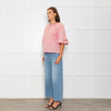 Wyse Pale Pink Floral Embroidered Cotton Blouse