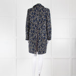Sacai Luck Grey and Blue Leopard Button Up Coat