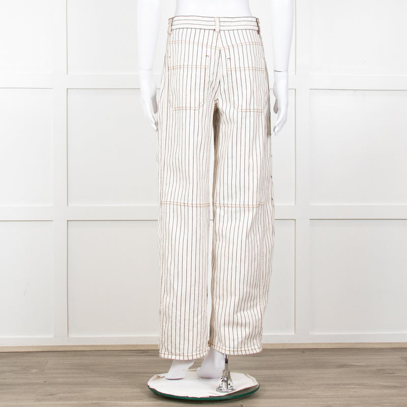 Me + Em Cream Black Stripe Barrel Jean