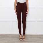 Varley Brown Rib Knit Leggings with Beige Side Stripe