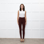 Varley Brown Rib Knit Leggings with Beige Side Stripe
