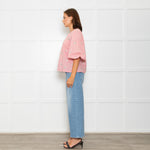 Wyse Pale Pink Floral Embroidered Cotton Blouse