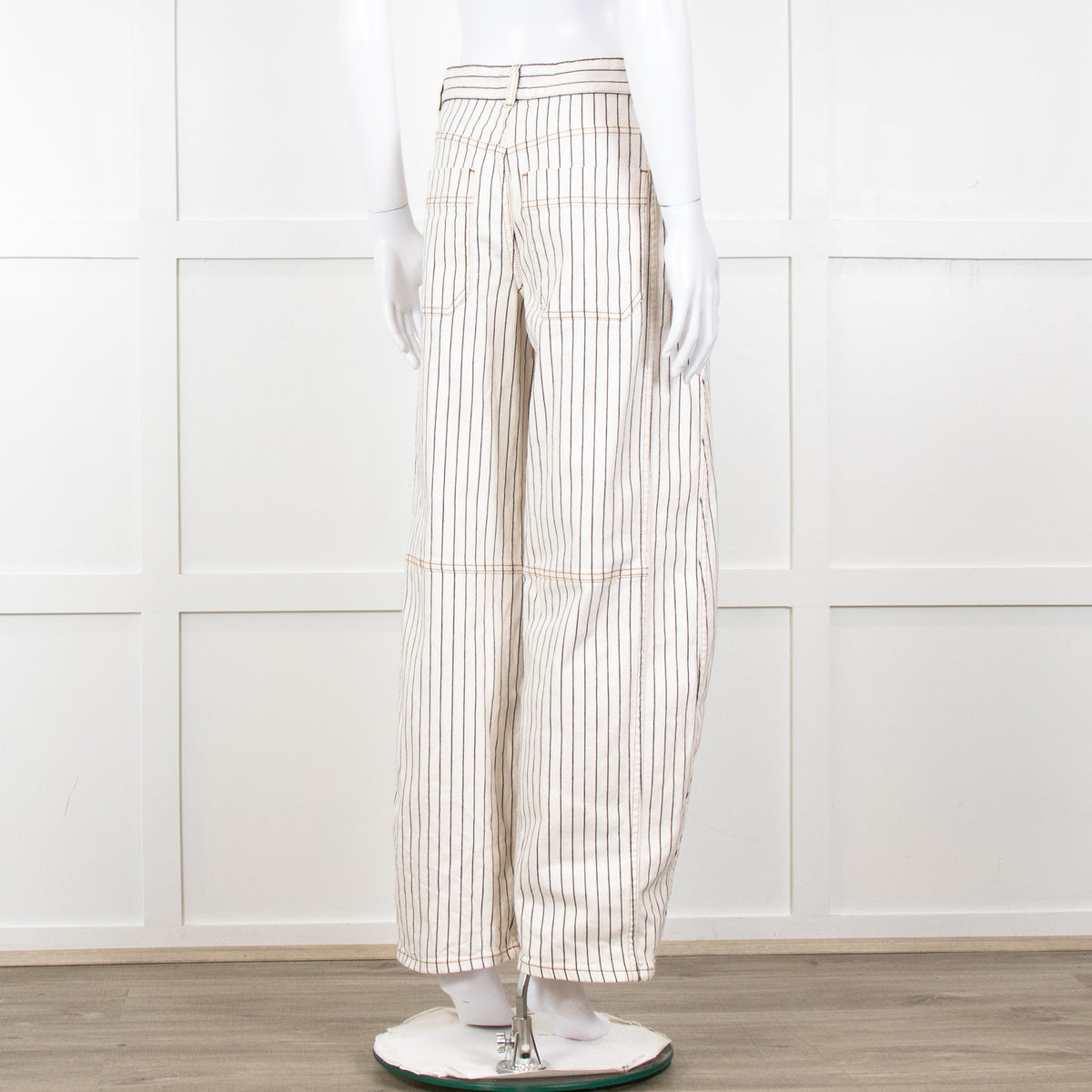 Me + Em Cream Black Stripe Barrel Jean