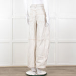 Me + Em Cream Black Stripe Barrel Jean