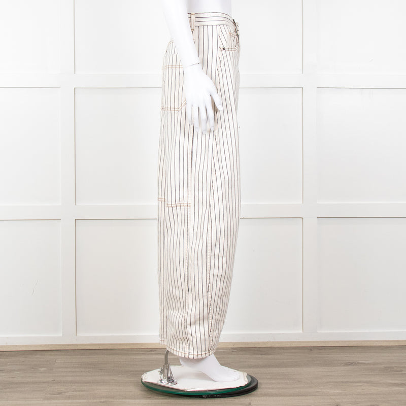 Me + Em Cream Black Stripe Barrel Jean