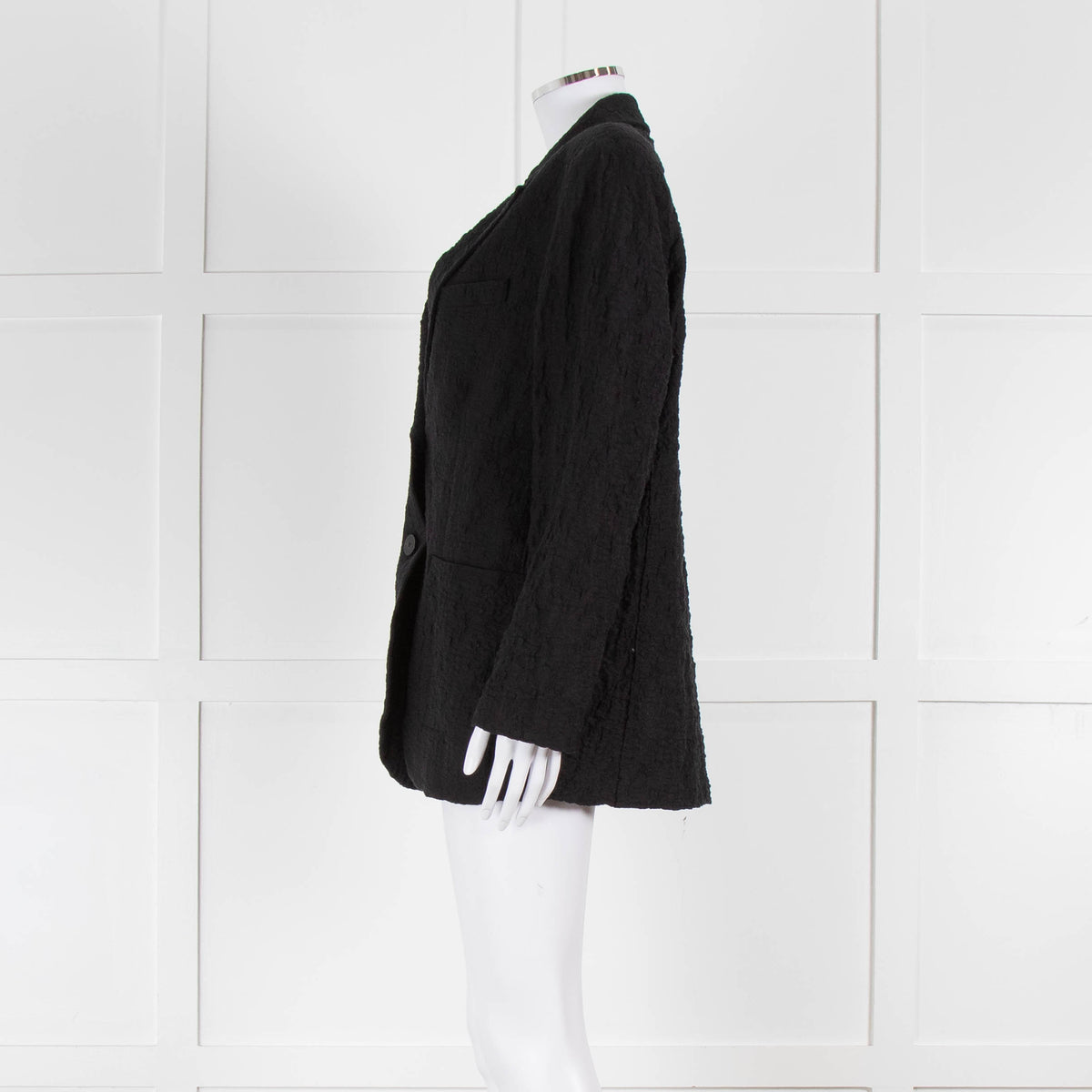 Harris Wharf London Black Textured Cotton Blend Oversized Blazer