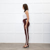 Varley Brown Rib Knit Leggings with Beige Side Stripe