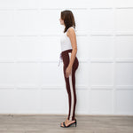 Varley Brown Rib Knit Leggings with Beige Side Stripe