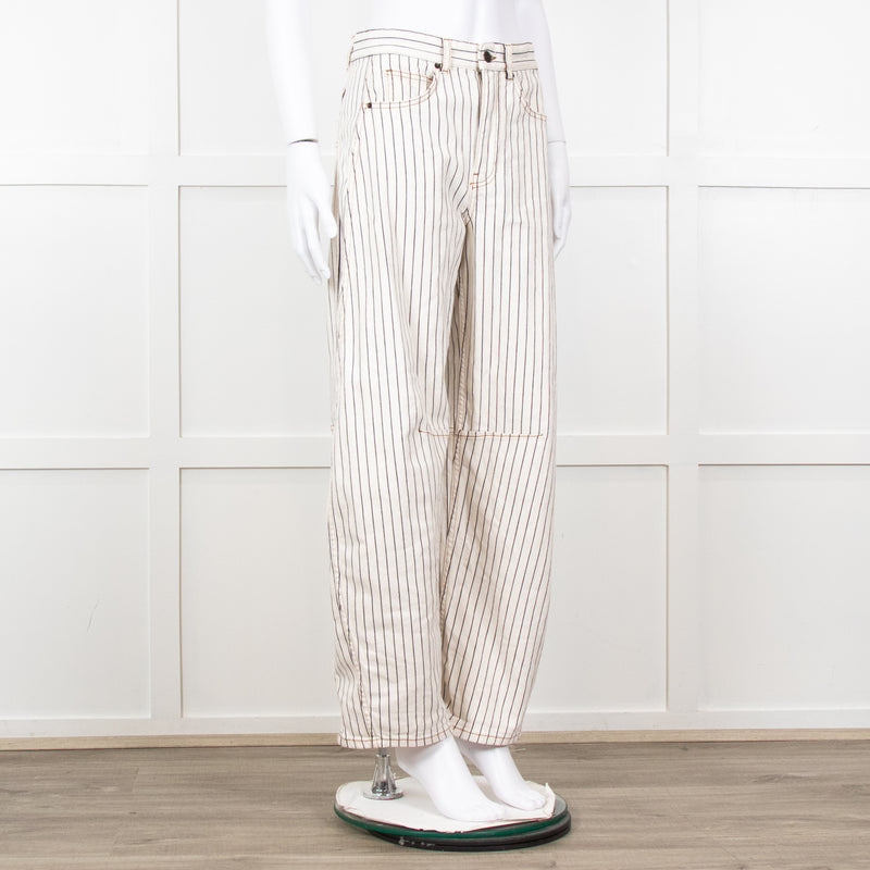 Me + Em Cream Black Stripe Barrel Jean