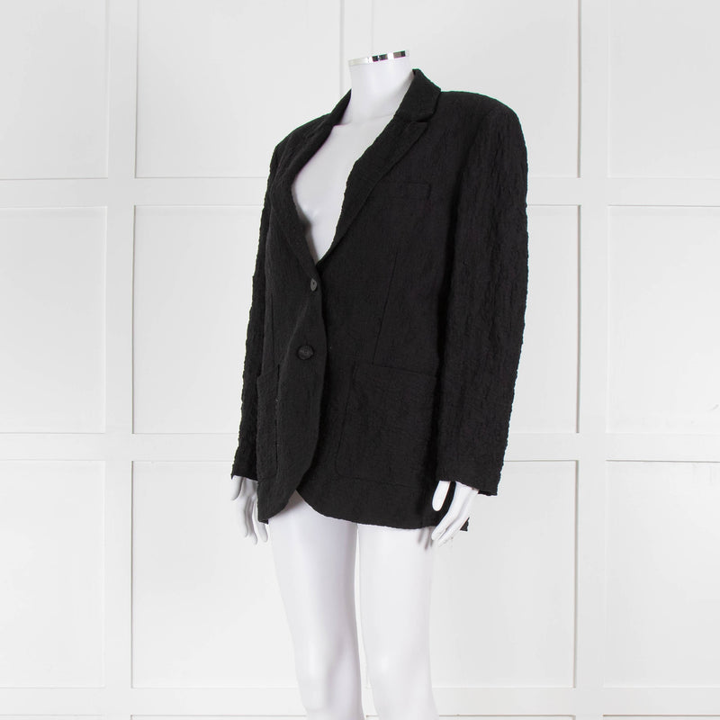 Harris Wharf London Black Textured Cotton Blend Oversized Blazer