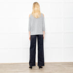 Caractere Silver Metallic Crochet Knit Cold Shoulder Top