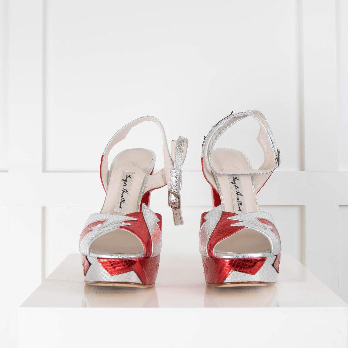 Terry de Havilland Red/Silver Lightning Platform Sandals