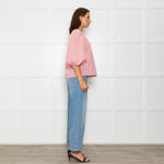 Wyse Pale Pink Floral Embroidered Cotton Blouse