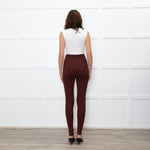 Varley Brown Rib Knit Leggings with Beige Side Stripe
