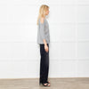 Caractere Silver Metallic Crochet Knit Cold Shoulder Top