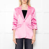 Cinq a Sept Pink Silk Feel Blazer With Ruch Sleeves