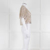 Masscob Beige Silver Sequin Half Sleeve Cropped Top