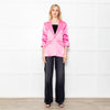 Cinq a Sept Pink Silk Feel Blazer With Ruch Sleeves