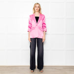 Cinq a Sept Pink Silk Feel Blazer With Ruch Sleeves