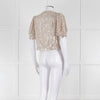 Masscob Beige Silver Sequin Half Sleeve Cropped Top