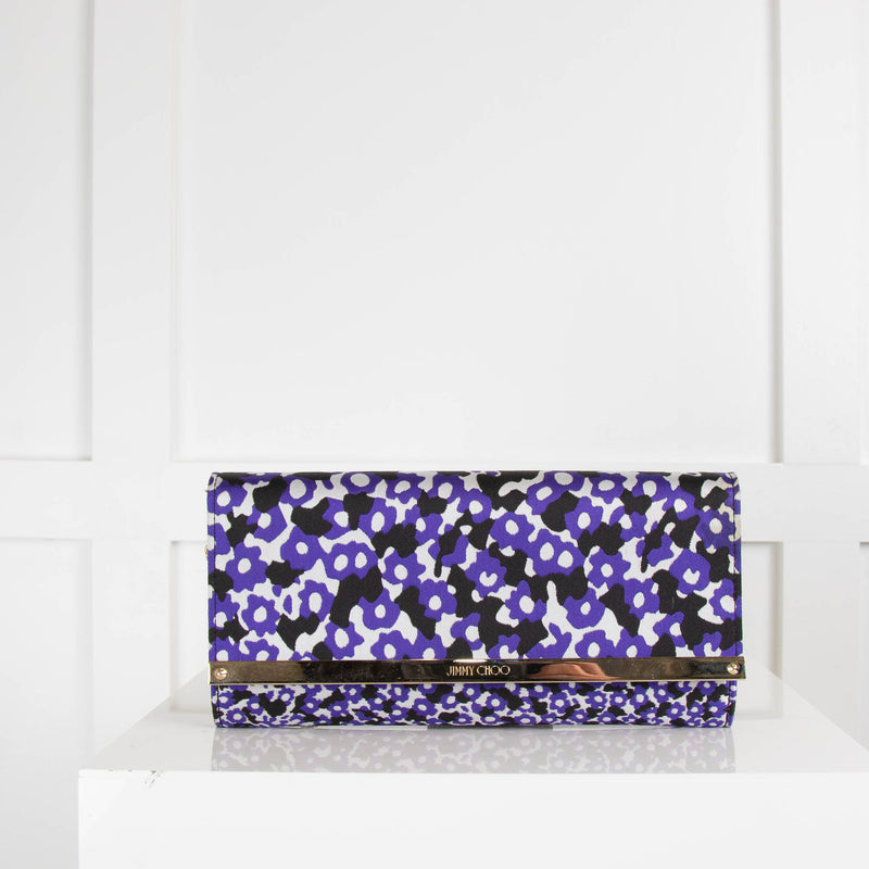 Jimmy Choo Purple Animal Print Fabric Clutch