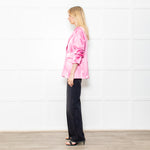Cinq a Sept Pink Silk Feel Blazer With Ruch Sleeves