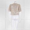 Masscob Beige Silver Sequin Half Sleeve Cropped Top