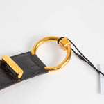 Delvaux Black Croc Leather Gold Buckle Belt