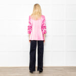 Cinq a Sept Pink Silk Feel Blazer With Ruch Sleeves