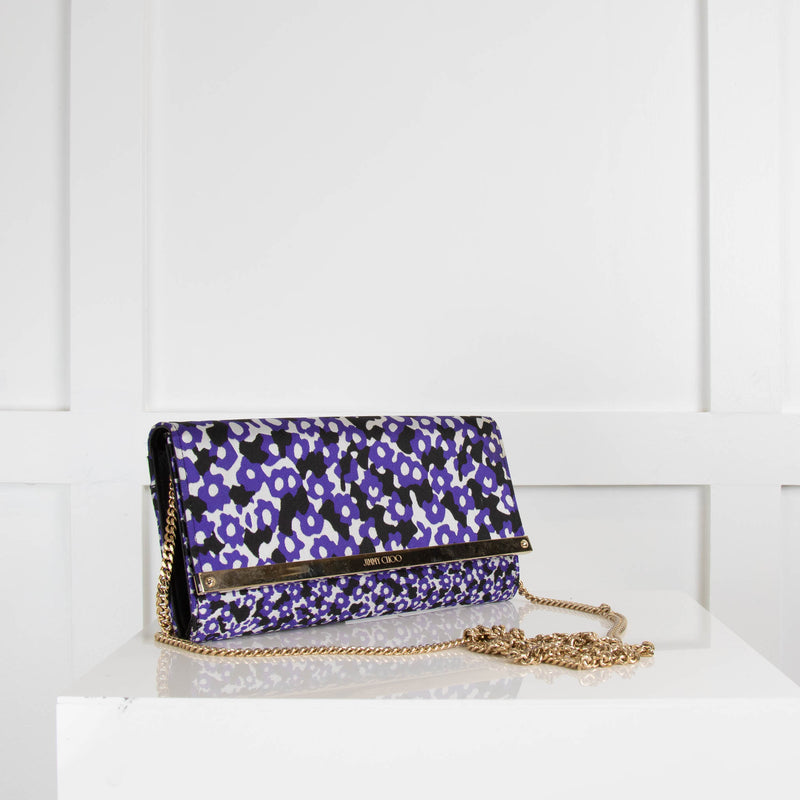 Jimmy Choo Purple Animal Print Fabric Clutch