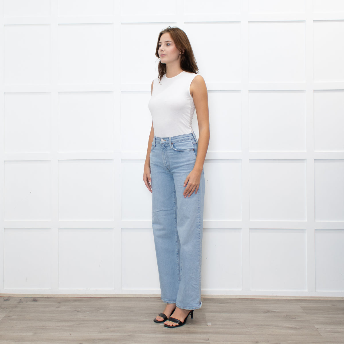 Agolde Pale Blue Wide Leg Ankle Length Harper Jeans