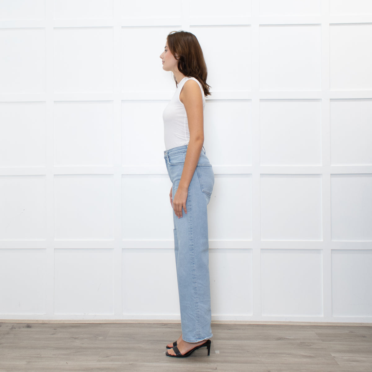 Agolde Pale Blue Wide Leg Ankle Length Harper Jeans