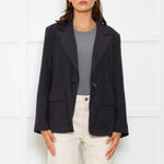 Free People Black Linen Blazer Jacket