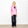 Cinq a Sept Pink Silk Feel Blazer With Ruch Sleeves
