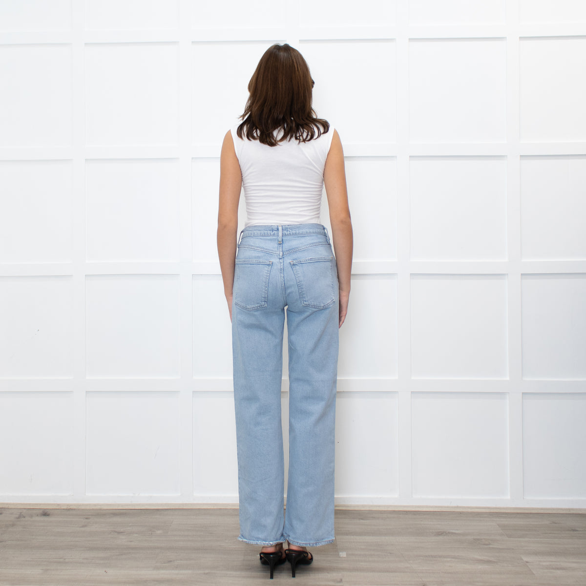 Agolde Pale Blue Wide Leg Ankle Length Harper Jeans