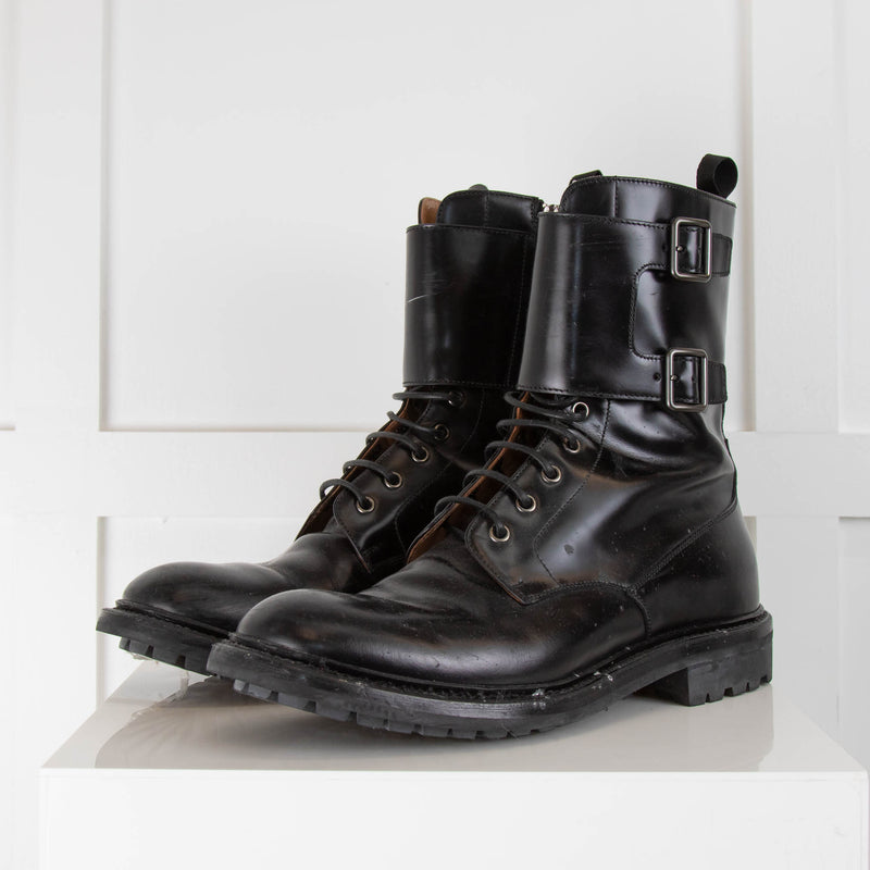 Church's Black Carly Round Toe Combat Boots