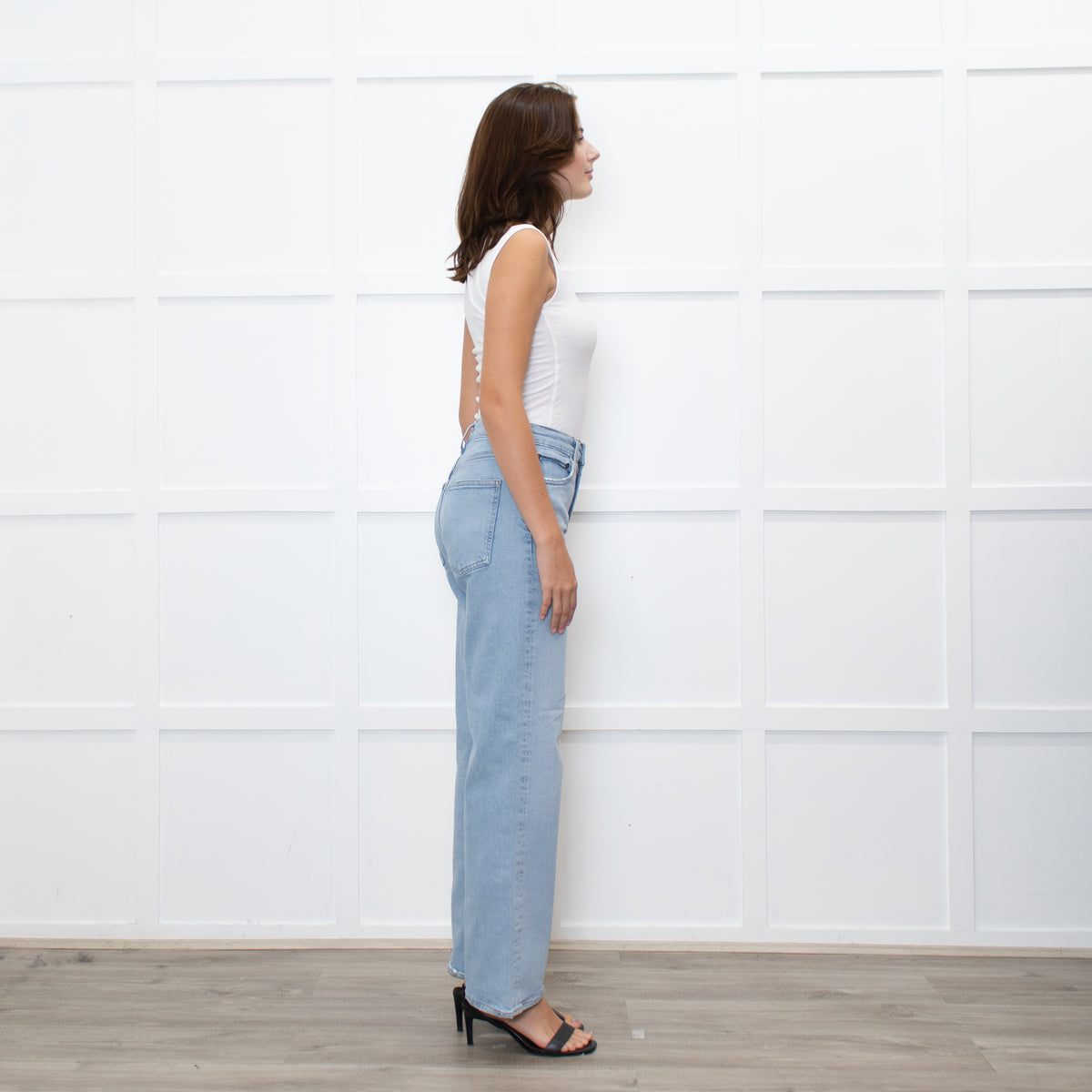 Agolde Pale Blue Wide Leg Ankle Length Harper Jeans